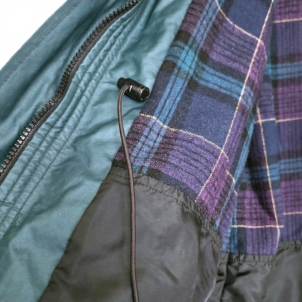 Vintage 1970s Woolrich Green Trench Raincoat Field Chore Jacket Sz L /USA Made - Picture 6 of 13